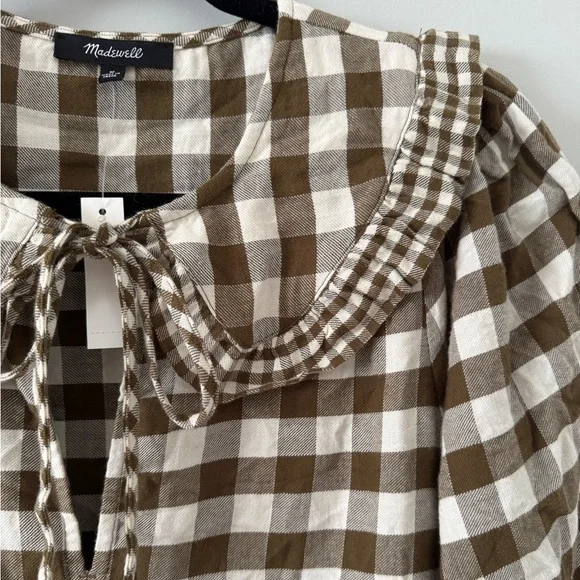 NWT Madewell Gingham Collared Puff-Sleeve Mini Dress - Picture 7 of 11